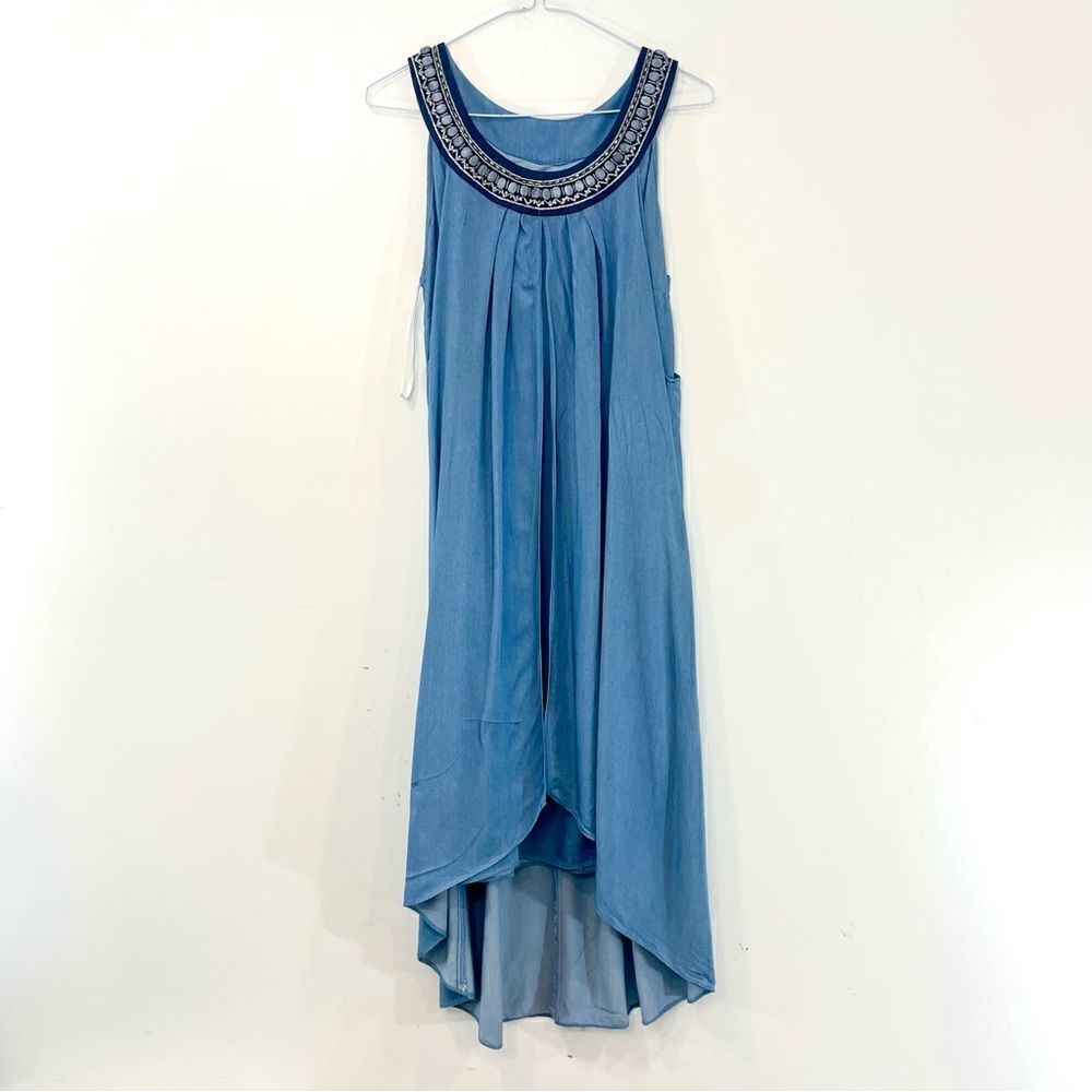 Frank Lyman Blue Denim Tunic Dress Two layer US 8